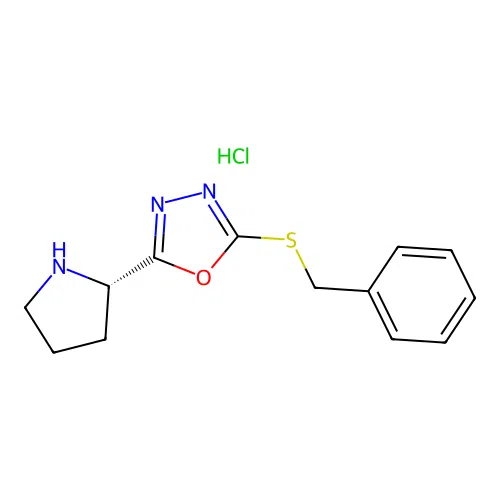 2-Benzylsulfanyl-5-(S)-pyrrolidin-2-yl-[1,3,4]oxadiazole structure