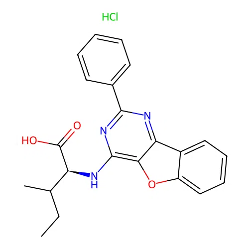 (S)-3-Methyl-2-(2-phenyl-benzo[4,5]furo[3,2-d]pyrimidin-4-ylamino)-pentanoic acid structure