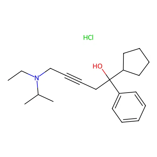 1-Cyclopentyl-5-(ethyl-isopropyl-amino)-1-phenyl-pent-3-yn-1-ol structure