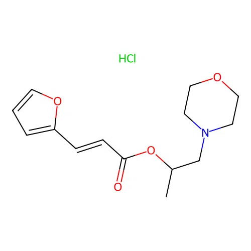 (E)-1-morpholinopropan-2-yl 3-(furan-2-yl)acrylate hydrochloride structure
