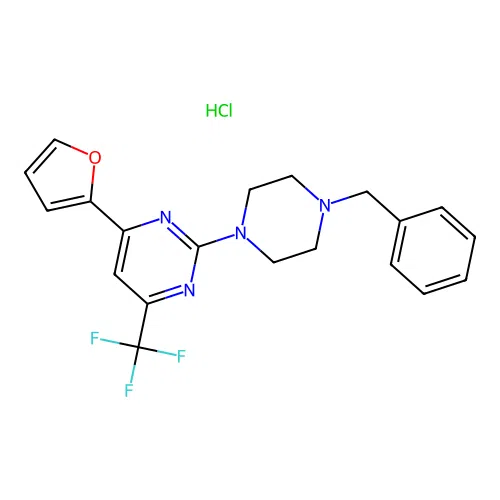 2-(4-Benzyl-piperazin-1-yl)-4-furan-2-yl-6-trifluoromethyl-pyrimidine structure