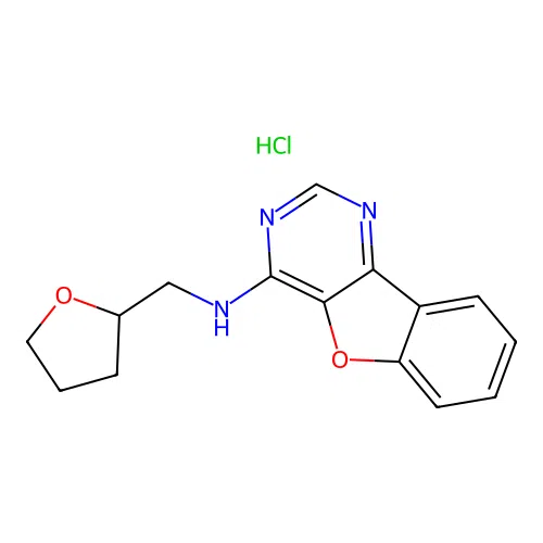 N-((tetrahydrofuran-2-yl)methyl)benzofuro[3,2-d]pyrimidin-4-amine hydrochloride structure