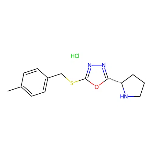 2-(4-Methyl-benzylsulfanyl)-5-(S)-pyrrolidin-2-yl-[1,3,4]oxadiazole structure
