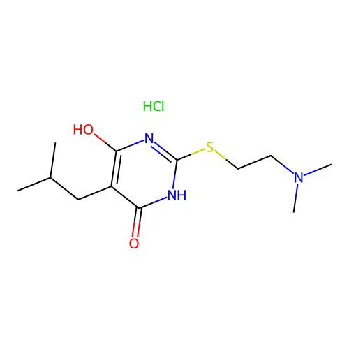 2-((2-(dimethylamino)ethyl)thio)-6-hydroxy-5-isobutylpyrimidin-4(3H)-one hydrochloride structure