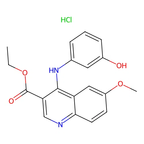 Ethyl 4-(3-hydroxyanilino)-6-methoxyquinoline-3-carboxylate;hydrochloride structure