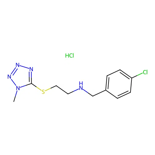 N-(4-chlorobenzyl)-2-((1-methyl-1H-tetrazol-5-yl)thio)ethanamine hydrochloride structure