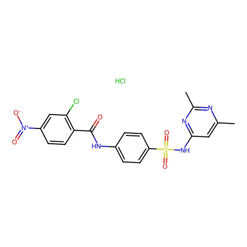 2-chloro-N-[4-[(2,6-dimethylpyrimidin-4-yl)sulfamoyl]phenyl]-4-nitrobenzamide hydrochloride structure