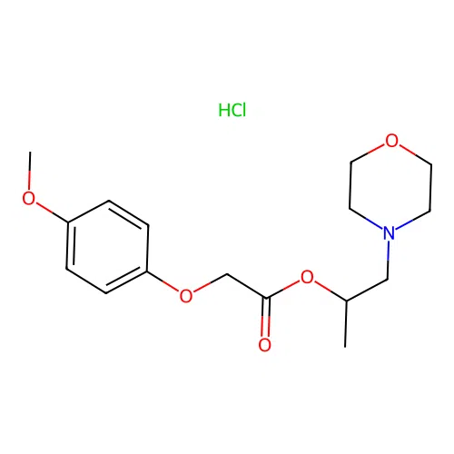 1-Morpholinopropan-2-yl 2-(4-methoxyphenoxy)acetate hydrochloride structure