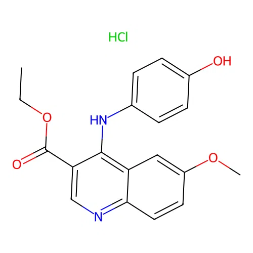 Ethyl 4-(4-hydroxyanilino)-6-methoxyquinoline-3-carboxylate;hydrochloride structure