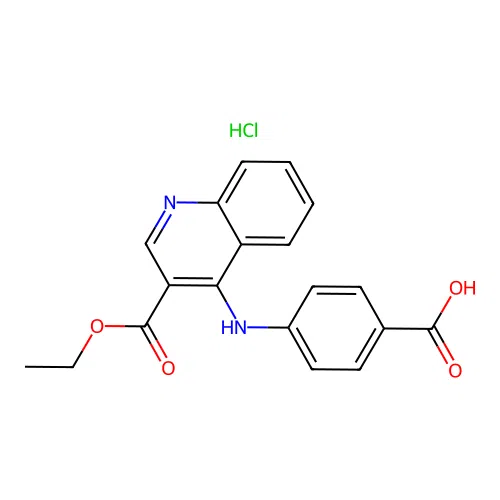 4-((3-(Ethoxycarbonyl)quinolin-4-yl)amino)benzoic acid hydrochloride structure