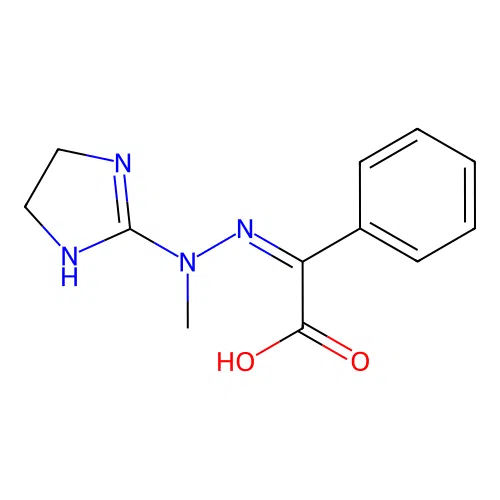 (4,5-Dihydro-1H-imidazol-2-yl(methyl)hydrazono)(phenyl)acetic acid hydroiodide structure