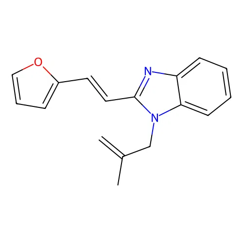 2-[(E)-2-(furan-2-yl)ethenyl]-1-(2-methylprop-2-enyl)benzimidazole structure