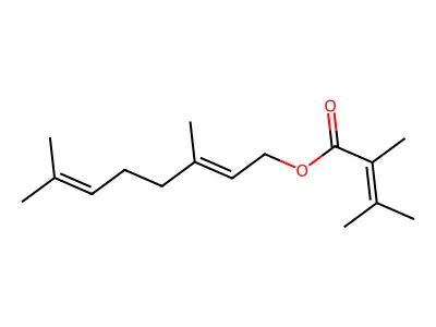 3,7-Dimethylocta-2,6-dienyl 2,3-dimethylbut-2-enoate structure