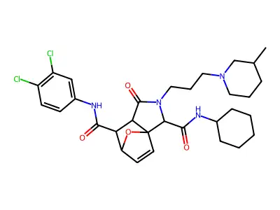 3a,6-Epoxy-3aH-isoindole-3,7-dicarboxamide, N3-cyclohexyl-N7-(3,4-dichlorophenyl)-1,2,3,6,7,7a-hexahydro-2-[3-(3-methyl-1-piperidinyl)propyl]-1-oxo- structure