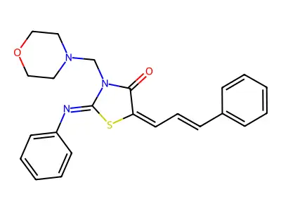 4-Thiazolidinone,3-(4-morpholinylmethyl)-2-(phenylimino)-5-(3-phenyl-2-propen-1-ylidene)- structure