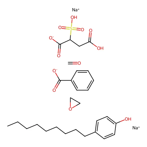 Disodium; Formaldehyde; 4-hydroxy-4-oxo-2-sulfo-butanoate; 4-nonylphenol; Oxirane; Benzoate structure
