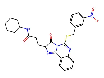 N-cyclohexyl-3-(5-{[(3-nitrophenyl)methyl]sulfanyl}-3-oxo-2H,3H-imidazo[1,2-c]quinazolin-2-yl)propanamide structure