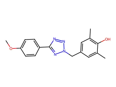 Phenol, 4-((5-(4-methoxyphenyl)-2H-tetrazol-2-yl)methyl)-2,6-dimethyl- structure