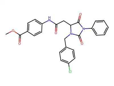 methyl 4-({[3-(4-chlorobenzyl)-2,5-dioxo-1-phenylimidazolidin-4-yl]acetyl}amino)benzoate structure