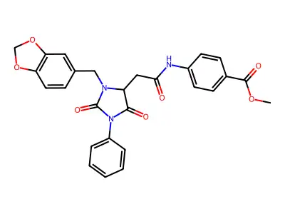 methyl 4-({[3-(1,3-benzodioxol-5-ylmethyl)-2,5-dioxo-1-phenylimidazolidin-4-yl]acetyl}amino)benzoate structure