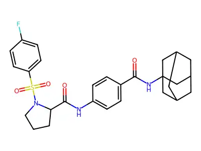 N-[4-(1-adamantylcarbamoyl)phenyl]-1-(4-fluorophenyl)sulfonylpyrrolidine-2-carboxamide structure