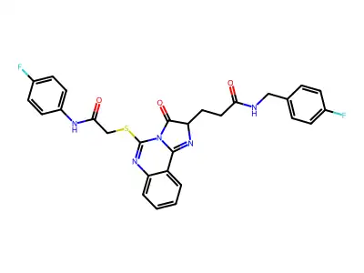 3-[5-({[(4-fluorophenyl)carbamoyl]methyl}sulfanyl)-3-oxo-2H,3H-imidazo[1,2-c]quinazolin-2-yl]-N-[(4-fluorophenyl)methyl]propanamide structure