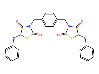 3,3'-(benzene-1,4-diyldimethanediyl)bis[5-(phenylamino)-1,3-thiazolidine-2,4-dione] structure