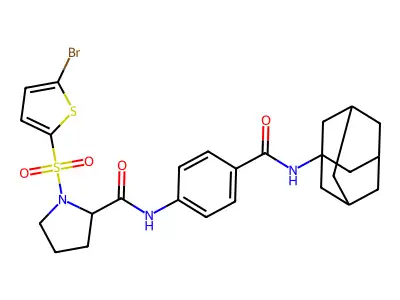 N-[4-(1-adamantylcarbamoyl)phenyl]-1-(5-bromothiophen-2-yl)sulfonylpyrrolidine-2-carboxamide structure