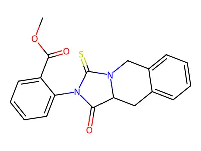methyl 2-(1-oxo-3-sulfanylidene-10,10a-dihydro-5H-imidazo[1,5-b]isoquinolin-2-yl)benzoate structure