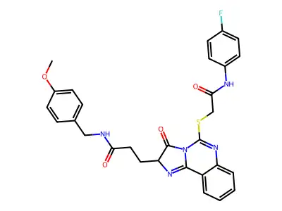3-[5-({[(4-fluorophenyl)carbamoyl]methyl}sulfanyl)-3-oxo-2H,3H-imidazo[1,2-c]quinazolin-2-yl]-N-[(4-methoxyphenyl)methyl]propanamide structure