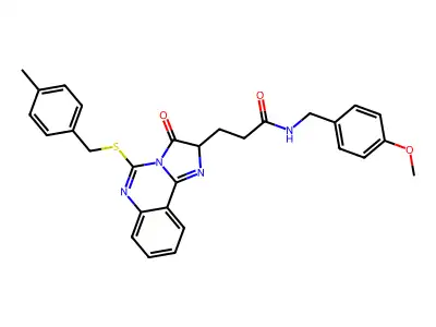N-[(4-methoxyphenyl)methyl]-3-(5-{[(4-methylphenyl)methyl]sulfanyl}-3-oxo-2H,3H-imidazo[1,2-c]quinazolin-2-yl)propanamide structure