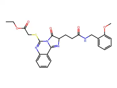 ethyl 2-{[2-(2-{[(2-methoxyphenyl)methyl]carbamoyl}ethyl)-3-oxo-2H,3H-imidazo[1,2-c]quinazolin-5-yl]sulfanyl}acetate structure