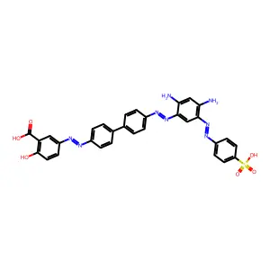 5-((4'-((2,4-Diamino-5-((4-sulfophenyl)diazenyl)phenyl)diazenyl)[biphenyl]-4-yl)diazenyl)-2-hydroxybenzoic acid structure