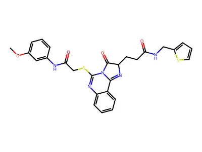 3-[5-({[(3-methoxyphenyl)carbamoyl]methyl}sulfanyl)-3-oxo-2H,3H-imidazo[1,2-c]quinazolin-2-yl]-N-[(thiophen-2-yl)methyl]propanamide structure