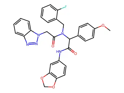 N-[2-(1,3-Benzodioxol-5-ylamino)-1-(4-methoxyphenyl)-2-oxoethyl]-N-[(2-fluorophenyl)methyl]-1H-benzotriazole-1-acetamide structure