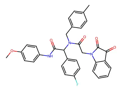 2-(2,3-dioxo-2,3-dihydro-1H-indol-1-yl)-N-{1-(4-fluorophenyl)-2-[(4-methoxyphenyl)amino]-2-oxoethyl}-N-(4-methylbenzyl)acetamide structure