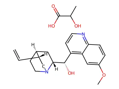 2-Hydroxypropanoic acid--6'-methoxycinchonan-9-ol (1/1) structure