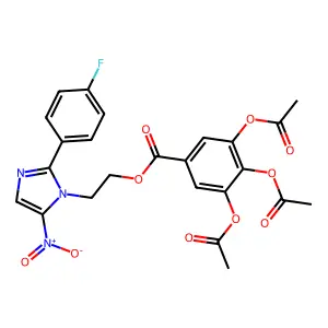 Benzoic acid, 3,4,5-tris(acetyloxy)-, 2-(2-(4-fluorophenyl)-5-nitro-1H-imidazol-1-yl)ethyl ester structure