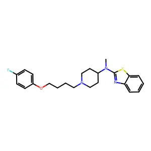 N-(1-(4-(4-fluorophenoxy)butyl)-4-piperidinyl)-N-methyl-2-benzothiazolamine structure