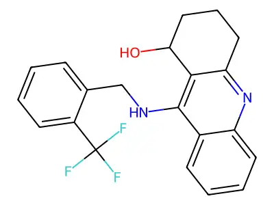 9-(((2-(Trifluoromethyl)phenyl)methyl)imino)-1,2,3,4,9,10-hexahydroacridin-1-ol structure