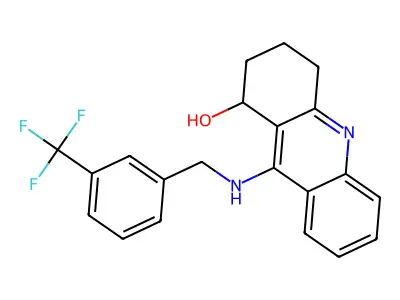 9-(((3-(Trifluoromethyl)phenyl)methyl)imino)-1,2,3,4,9,10-hexahydroacridin-1-ol structure