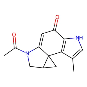 2-Acetyl-1,2,8,8a-tetrahydro-7-methylcyclopropa(c)pyrrolo(3,2-e)indol-4(5H)-one structure
