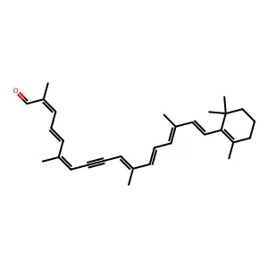 2,4,6,10,12,14,16-Heptadecaheptaen-8-ynal, 2,6,11,15-tetramethyl-17-(2,6,6-trimethyl-1-cyclohexen-1-yl)-, (all-E)- structure