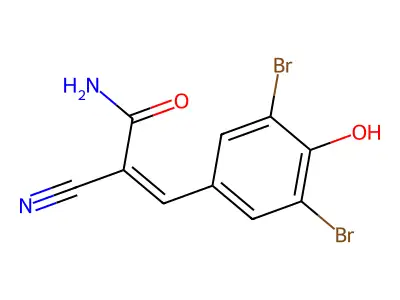 2-Cyano-3-(3,5-dibromo-4-hydroxyphenyl)prop-2-enamide structure