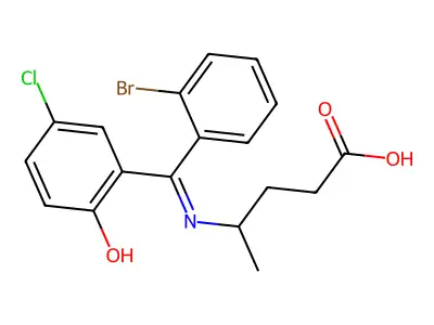 4-(((2-Bromophenyl)(5-chloro-2-hydroxyphenyl)methylene)amino)pentanoic acid structure