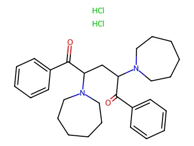 2,4-Bis(hexahydro-1H-azepin-1-yl)-1,5-diphenyl-1,5-pentanedione dihydrochloride structure