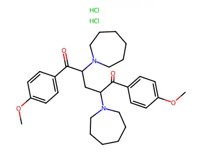 2,4-Bis(hexahydro-1H-azepin-1-yl)-1,5-bis(4-methoxyphenyl)-1,5-pentanedione dihydrochloride structure
