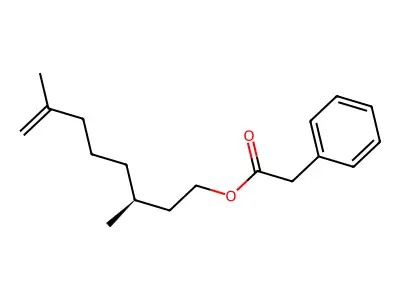 Rhodinyl phenyl acetate structure