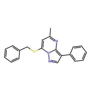 7-(Benzylsulfanyl)-5-methyl-3-phenylpyrazolo[1,5-a]pyrimidine structure