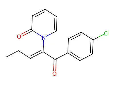 1-[1-(4-Chlorophenyl)-1-oxopent-2-en-2-yl]pyridin-2-one structure